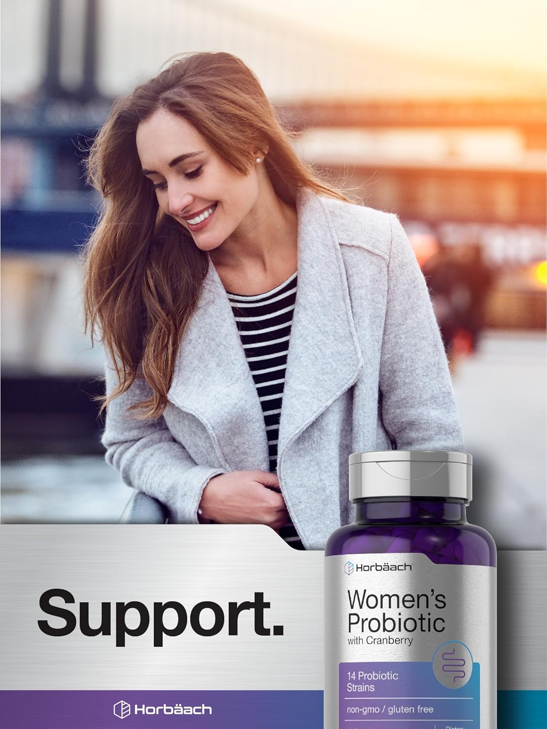 Horbäach Probiotic for Women with Cranberry - 90 Capsules, 14 Strains, Non-GMO, Gluten Free