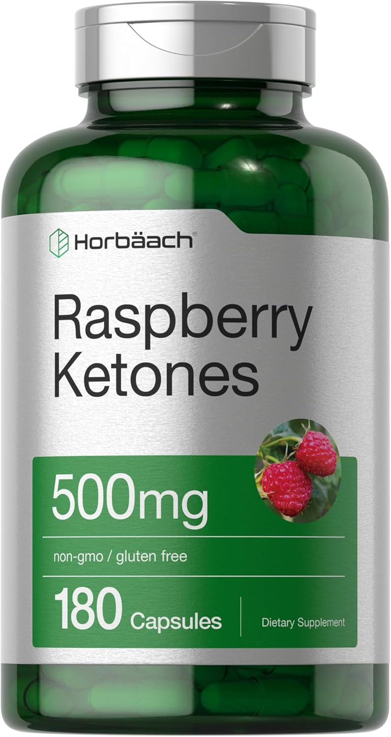Horbäach Raspberry Ketones 500mg 180 Capsules Non-GMO Gluten Free Dietary Supplement