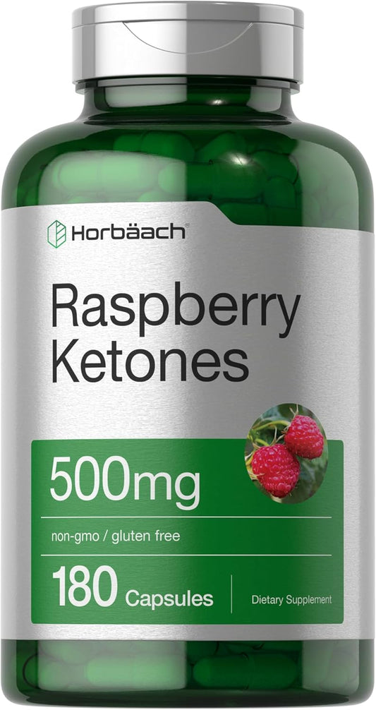 Horbäach Raspberry Ketones 500mg 180 Capsules Non-GMO Gluten Free Dietary Supplement