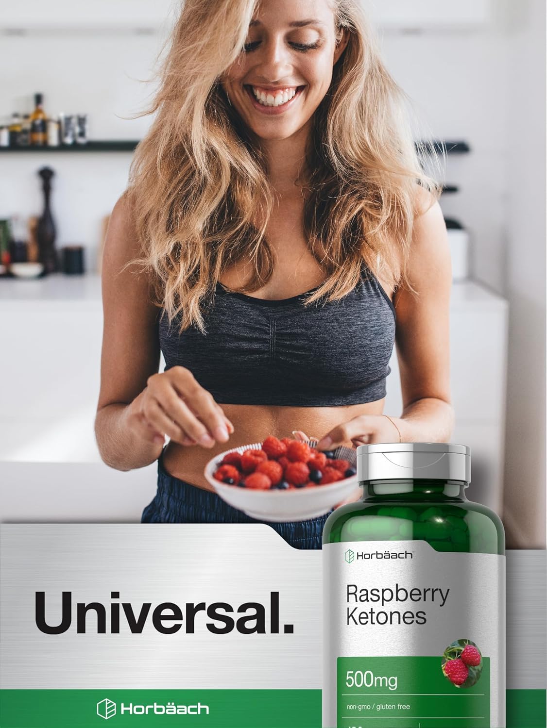 Horbäach Raspberry Ketones 500mg 180 Capsules Non-GMO Gluten Free Dietary Supplement