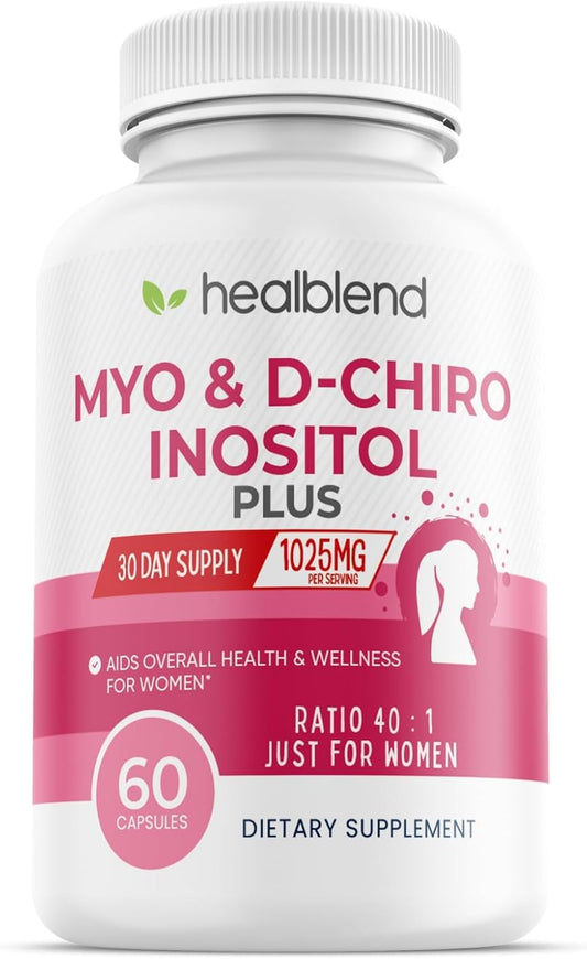 Hormonal Balance & Fertility Support Supplement for Women - Myo & D-Chiro Inositol Blend, Healthy Ovulation, Pregnancy Health - 60 Capsules
