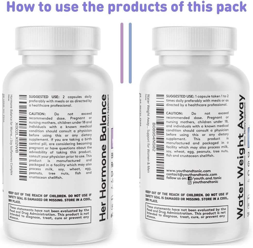 Hormonal Imbalance Relief Bundle for Women: Fast Belly Bloat & Water Retention Loss, PMS & Menopause Support, Weight Control & Hormone Balance
