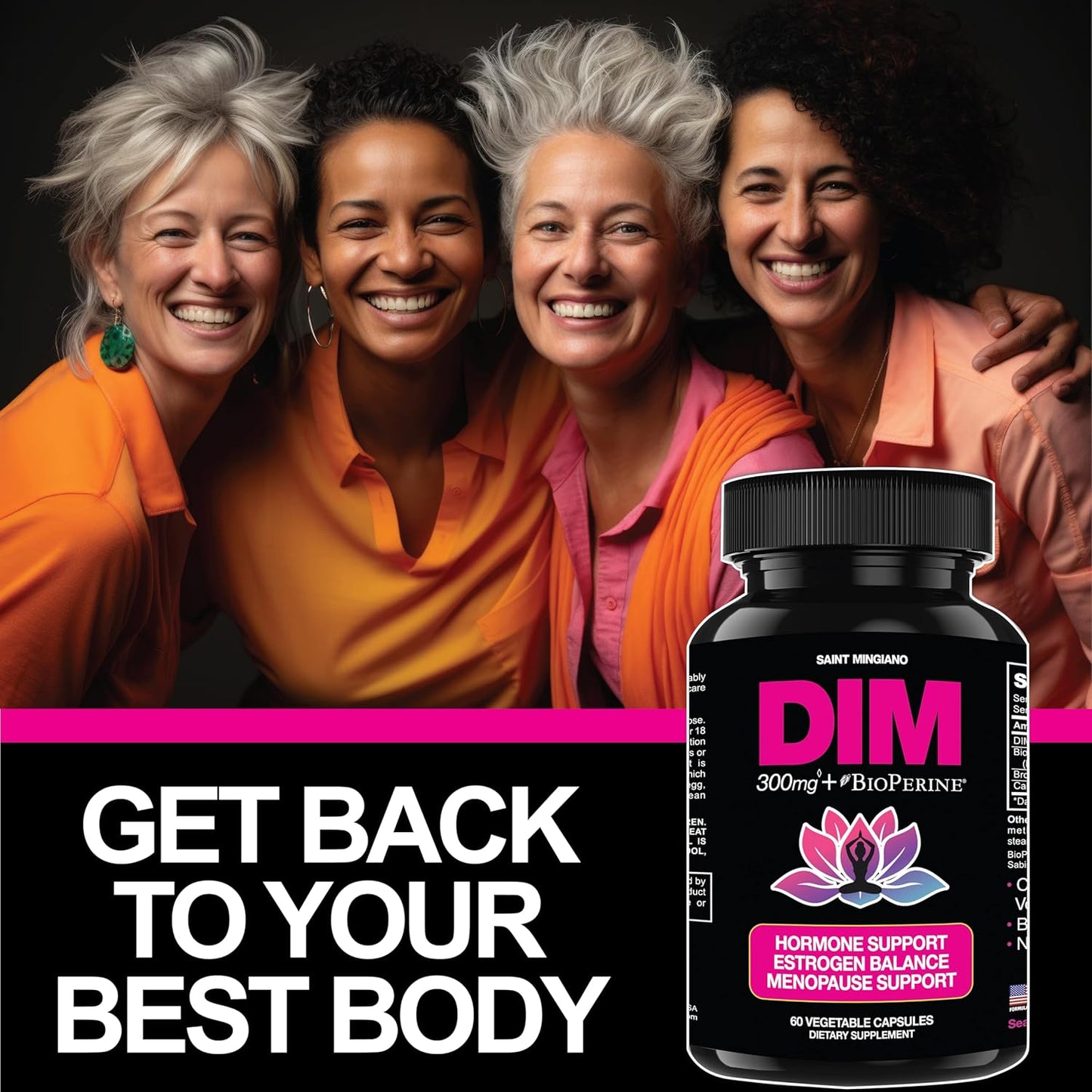 Hormone Balance for Women: DIM Supplement 300mg for Hot Flashes & Night Sweats - Menopause & Perimenopause Support - 60 Capsules