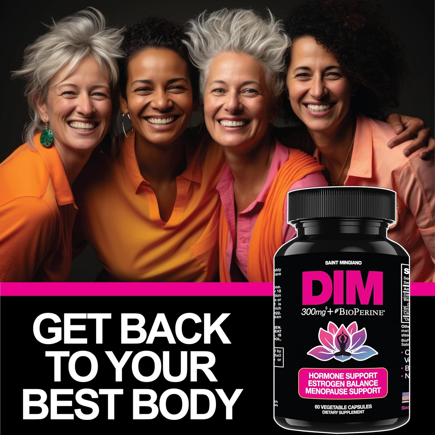 Hormone Balance for Women: DIM Supplement 300mg for Hot Flashes & Night Sweats - Menopause & Perimenopause Support - 60 Capsules