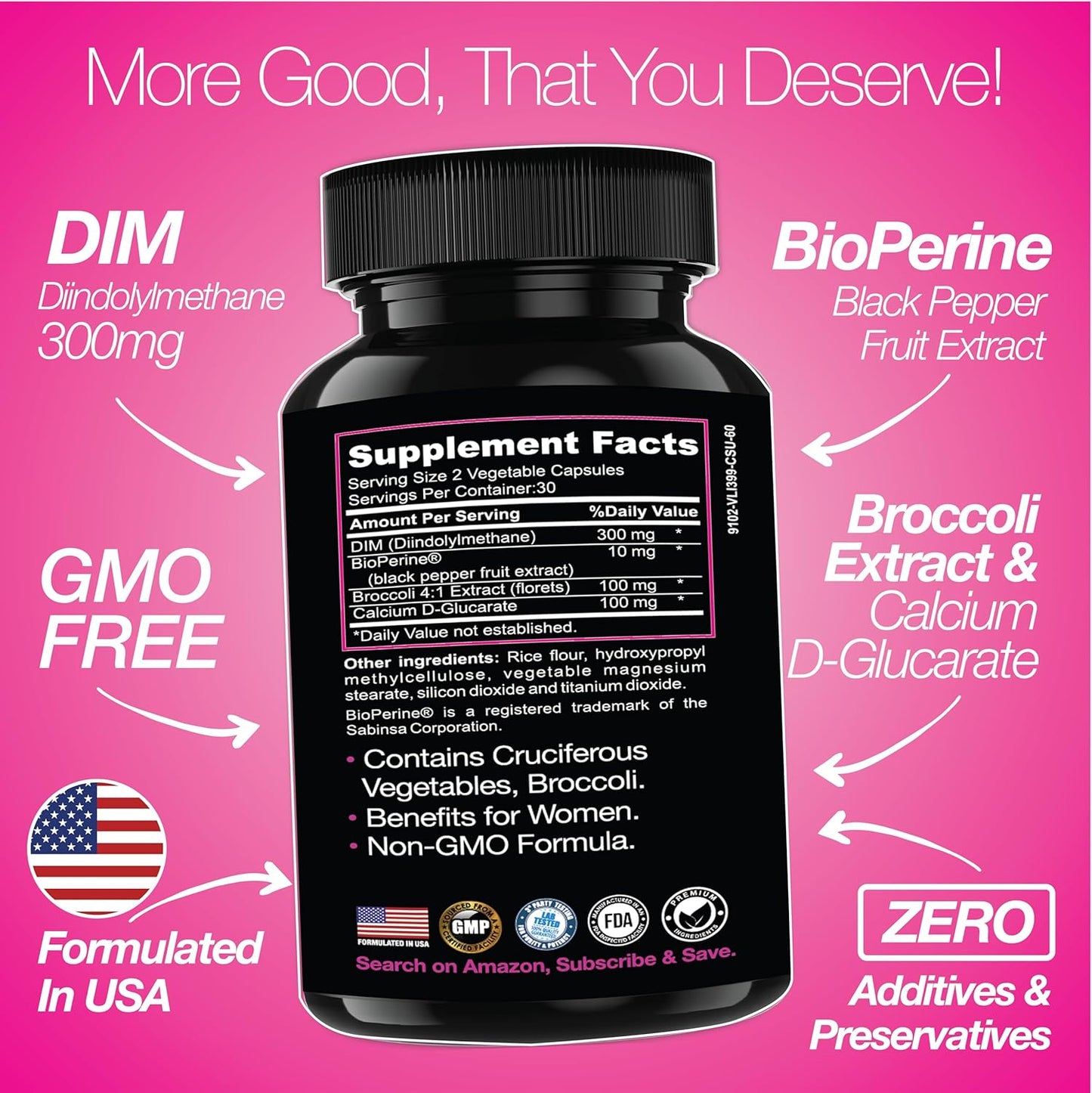 Hormone Balance for Women: DIM Supplement 300mg for Hot Flashes & Night Sweats - Menopause & Perimenopause Support - 60 Capsules