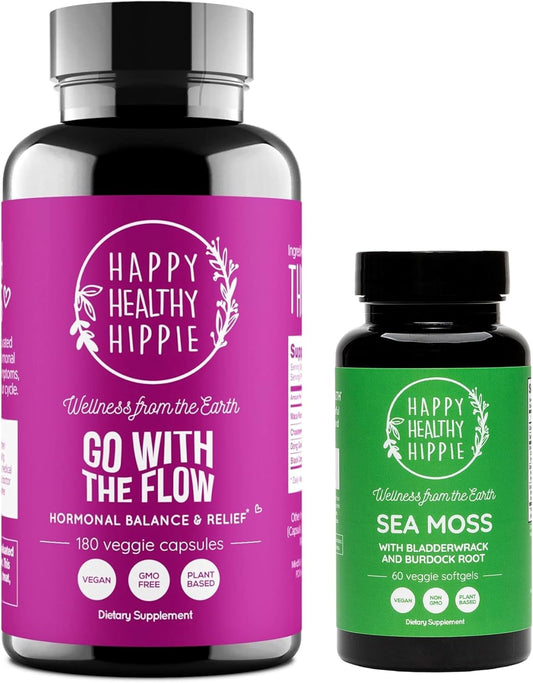 Hormone Balance & Sea Moss Superfood Capsules Bundle - 180ct & 60ct - Happy Healthy Hippie