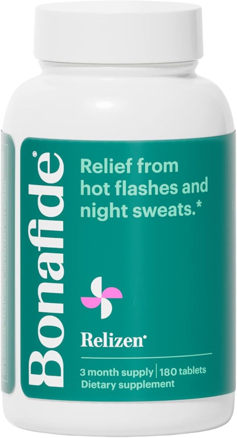 Hormone-Free Menopause Relief Tablets for Hot Flashes & Night Sweats - 90 Day Supply by Relizen Bonafide