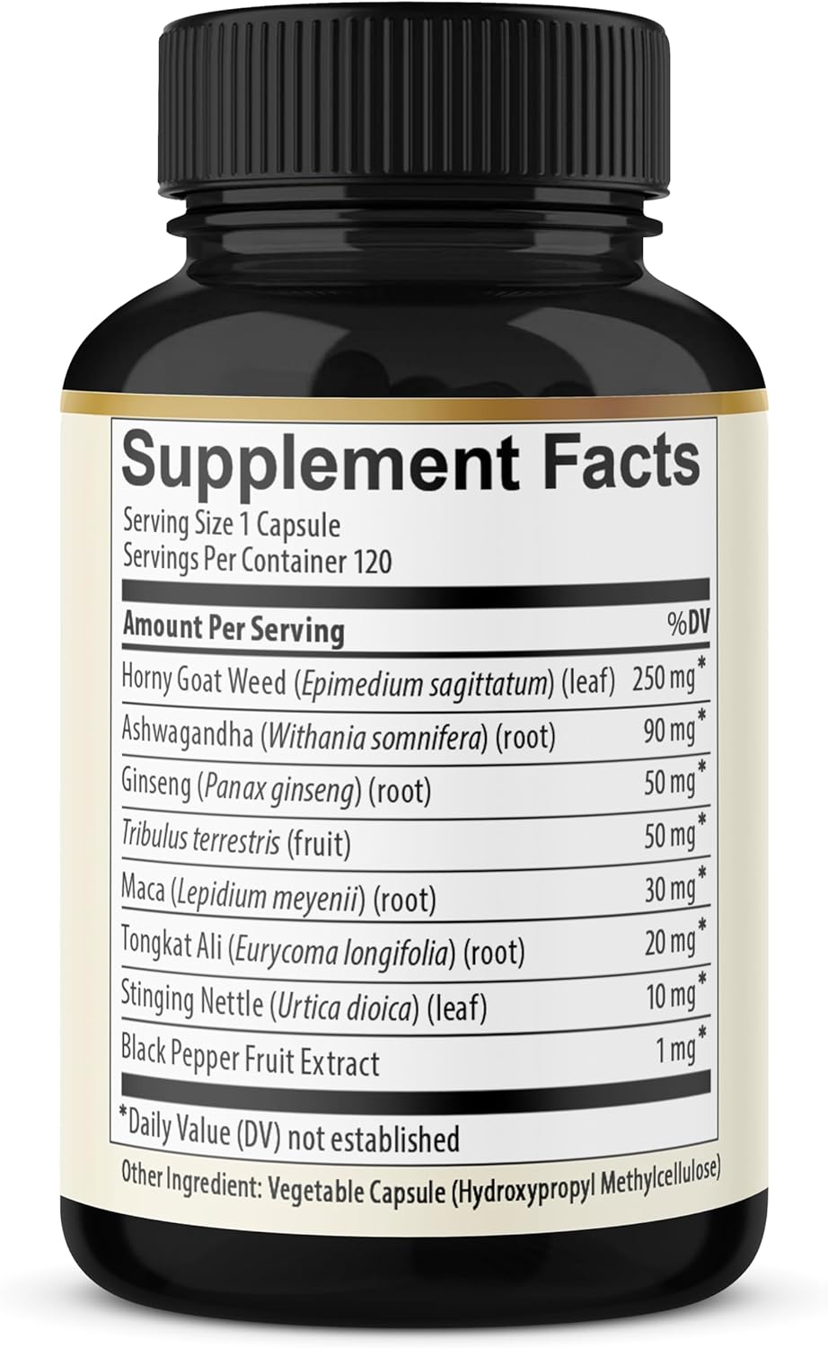 Horny Goat Weed with Maca, Tribulus, Ginseng, Ashwagandha, Tongkat Ali - 120 Capsules, 4 Month Supply for Men and Women