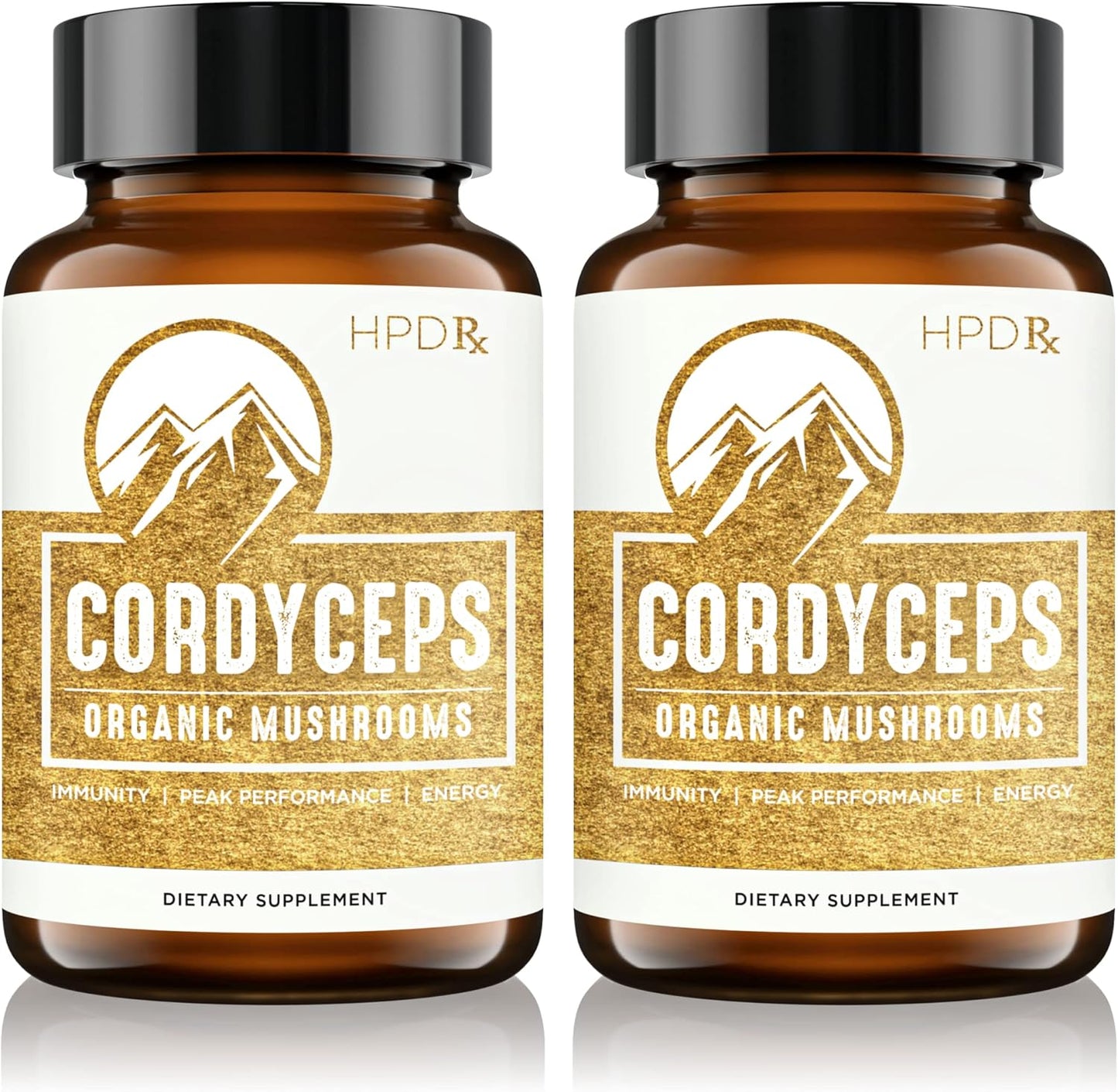 HPD Rx Premium Organic Cordyceps Mushroom Extract Supplement | Boost Energy, Endurance, & Immunity | 2250mg, 240 Capsules (2-Pack)