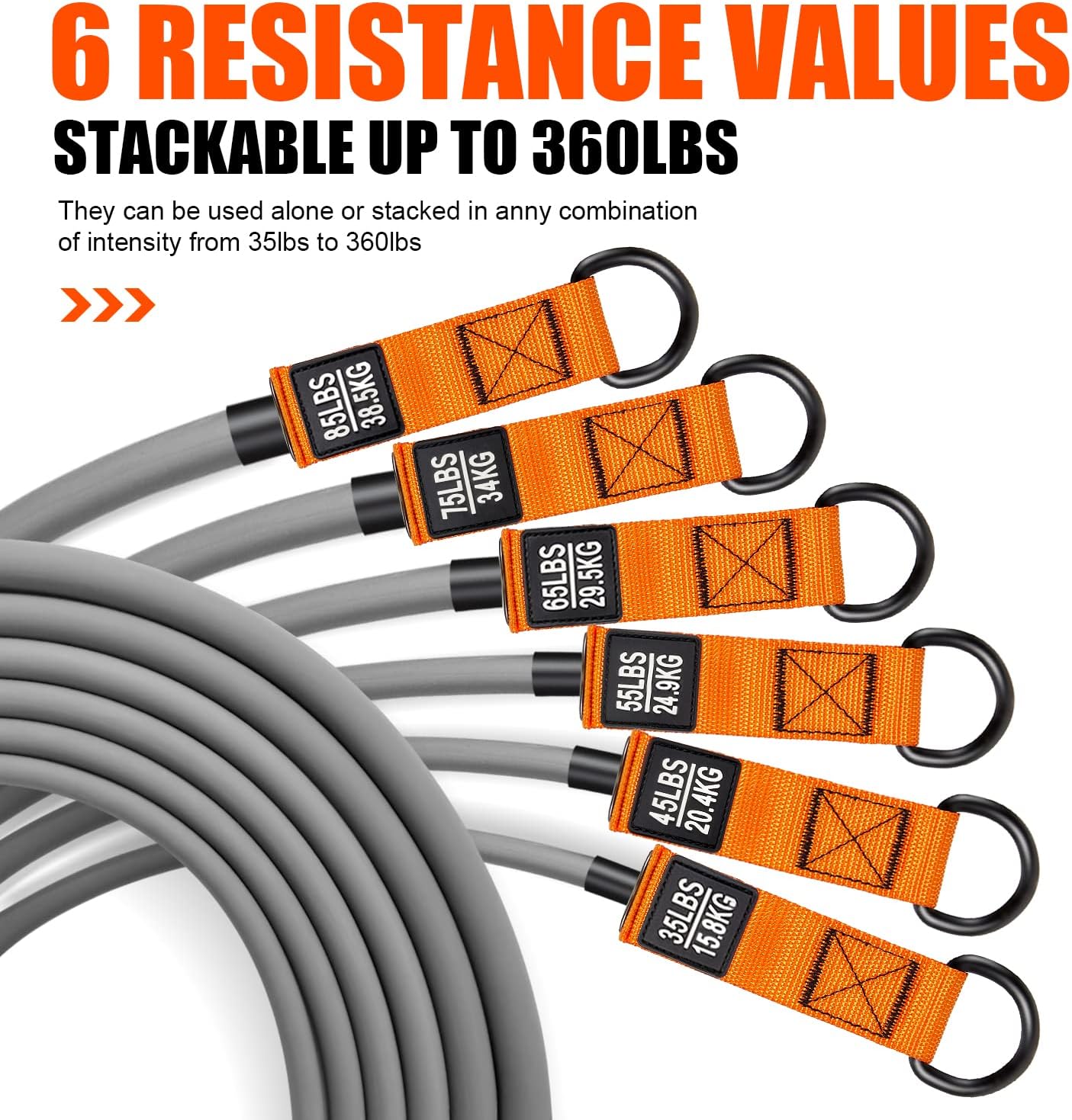 HPYGN Heavy Resistance Bands Set with Handles for Men - Exercise Bands for Muscle Training, Strength, and Yoga - Home Gym Fitness Equipment