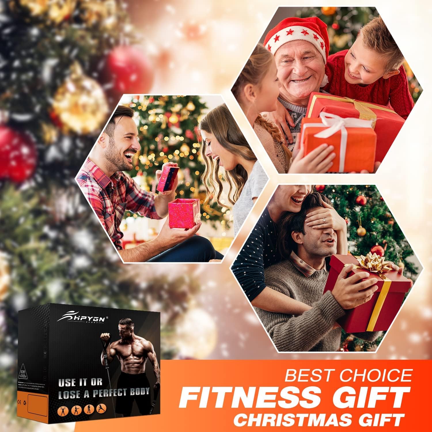 HPYGN Resistance Bands Set with Handles, Door Anchor, Ankle Straps - Heavy Resistance Training, Physical Therapy, Yoga, Home Workout - Fitness Bands for Body Shaping