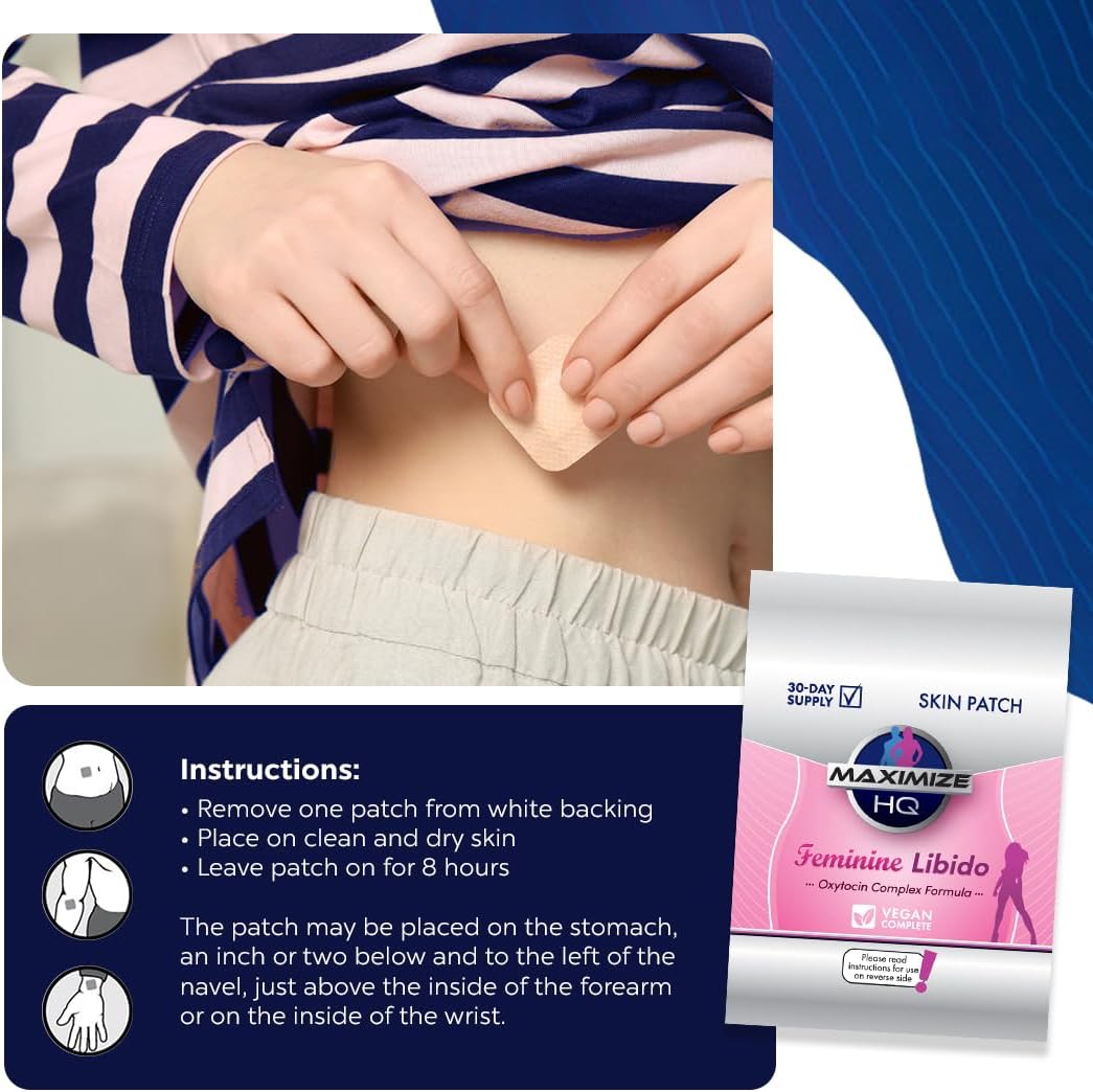 HQ Female Intimacy Patches with Oxytocin Formula for Love and Trust - Female Performance Enhancement - 8 Hour Time-Release - Gluten Free