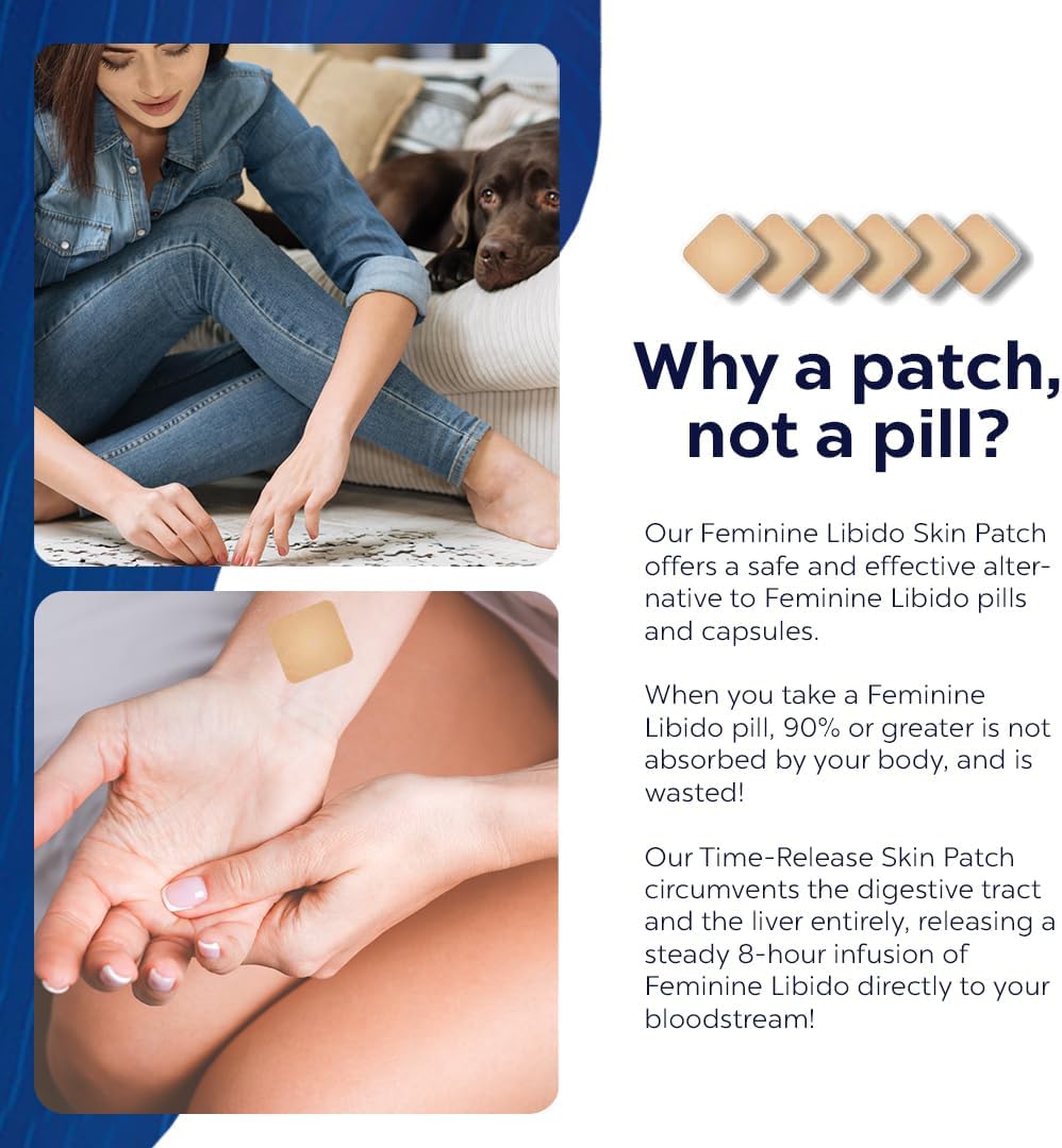 HQ Female Intimacy Patches with Oxytocin Formula for Love and Trust - Female Performance Enhancement - 8 Hour Time-Release - Gluten Free