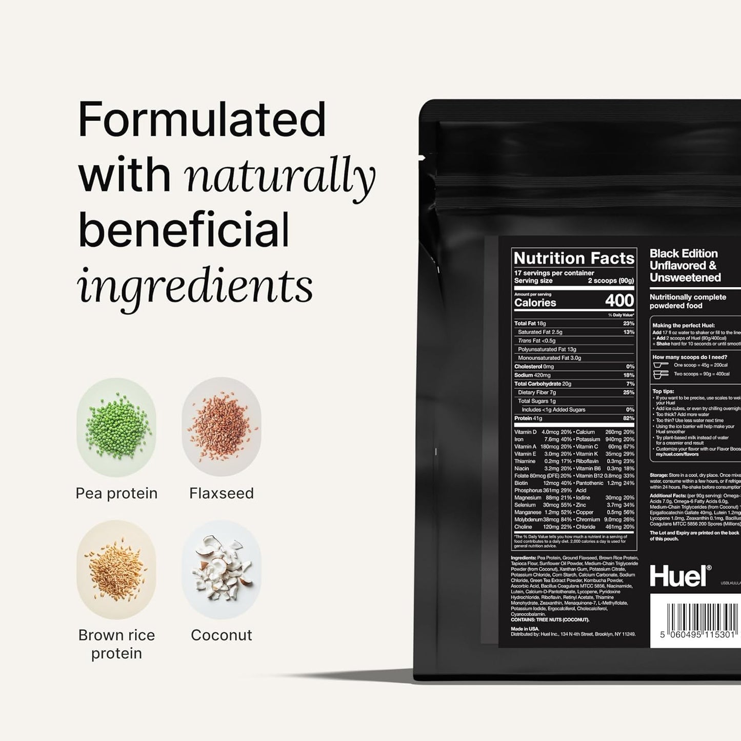 Huel Black Edition Strawberry Shortcake 40g Vegan Protein Powder - Complete Meal with 27 Vitamins and Minerals, Gluten Free - 17 Servings