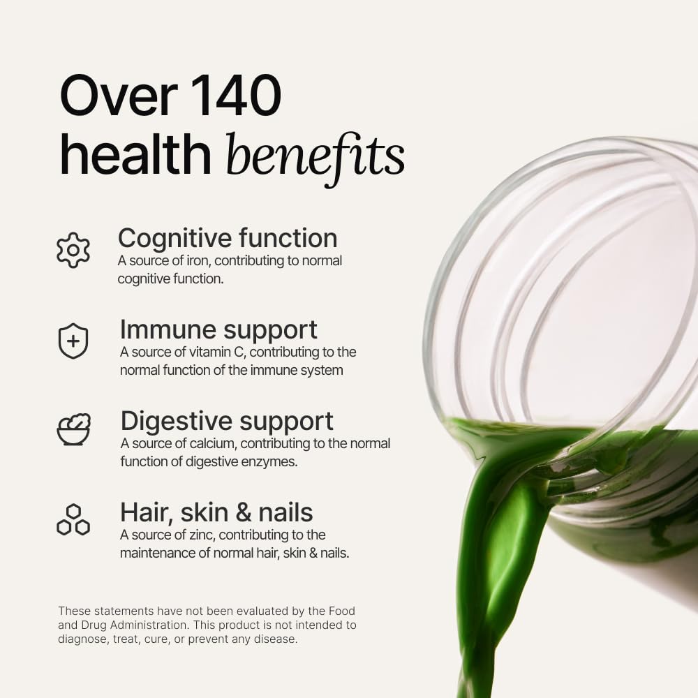 Huel Daily Greens Lemon & Ginger Superfood Powder with Adaptogens, Antioxidants, and Probiotics - 30 Servings