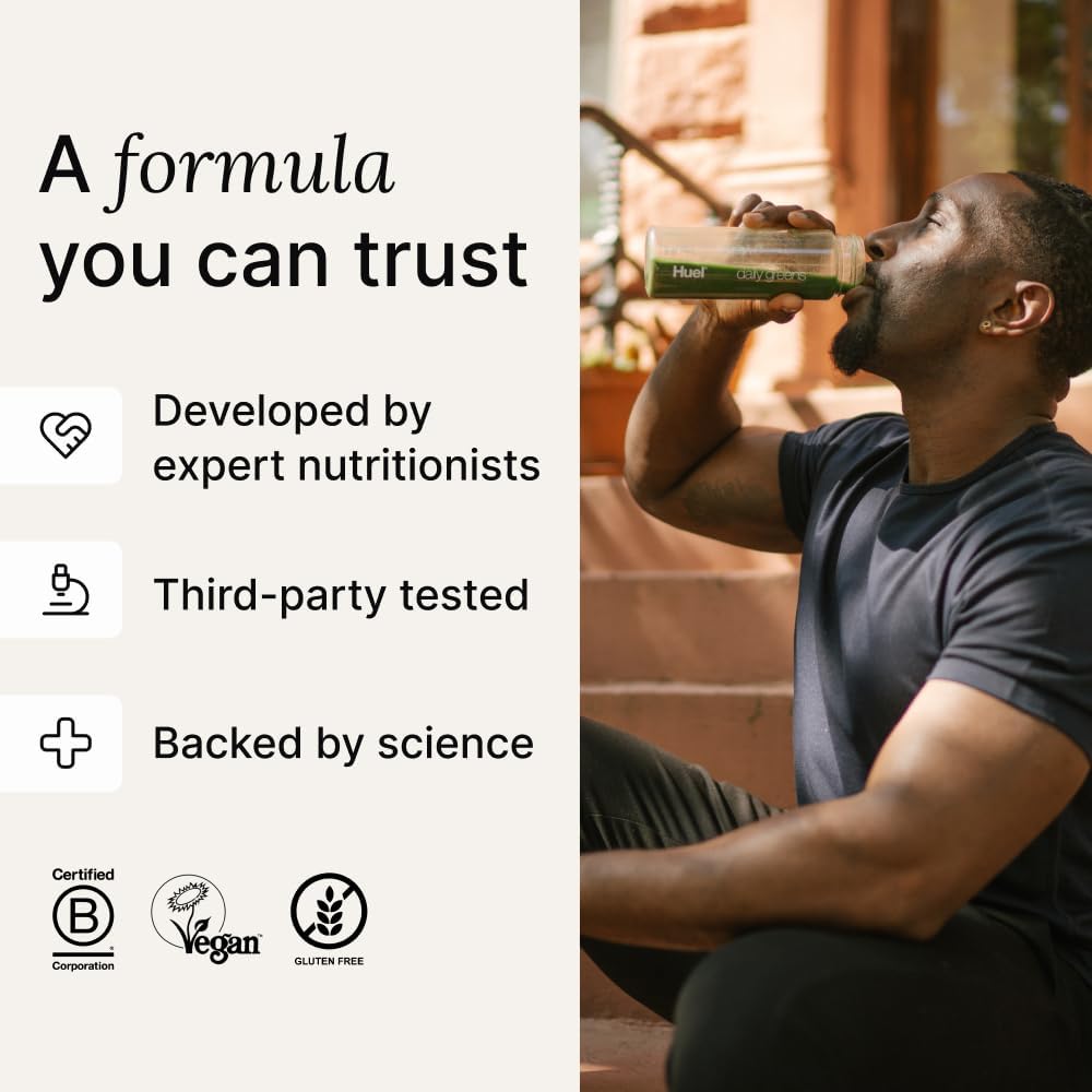 Huel Daily Greens Lemon & Ginger Superfood Powder with Adaptogens, Antioxidants, and Probiotics - 30 Servings