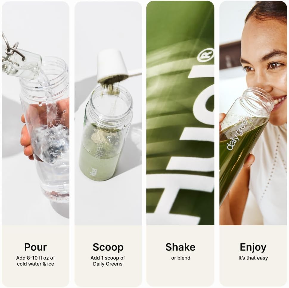 Huel Daily Greens Lemon & Ginger Superfood Powder with Adaptogens, Antioxidants, and Probiotics - 30 Servings