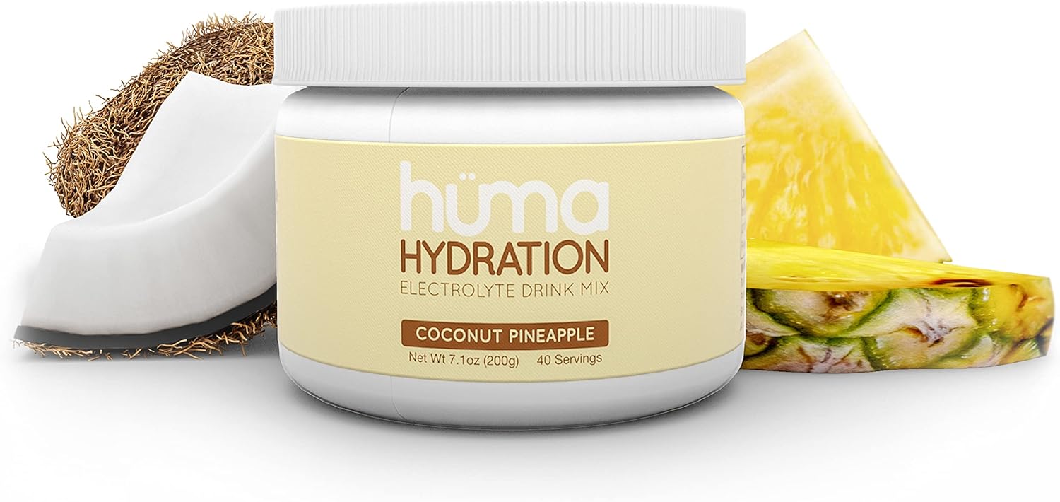 HUMA CHIA Energy Gel Hydration Drink Mix, Coconut Pineapple Flavor - 40 Servings, Low Calorie Electrolyte Powder - Natural Ingredients, 1g Sugar, 10 Calories