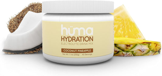 HUMA CHIA Energy Gel Hydration Drink Mix, Coconut Pineapple Flavor - 40 Servings, Low Calorie Electrolyte Powder - Natural Ingredients, 1g Sugar, 10 Calories