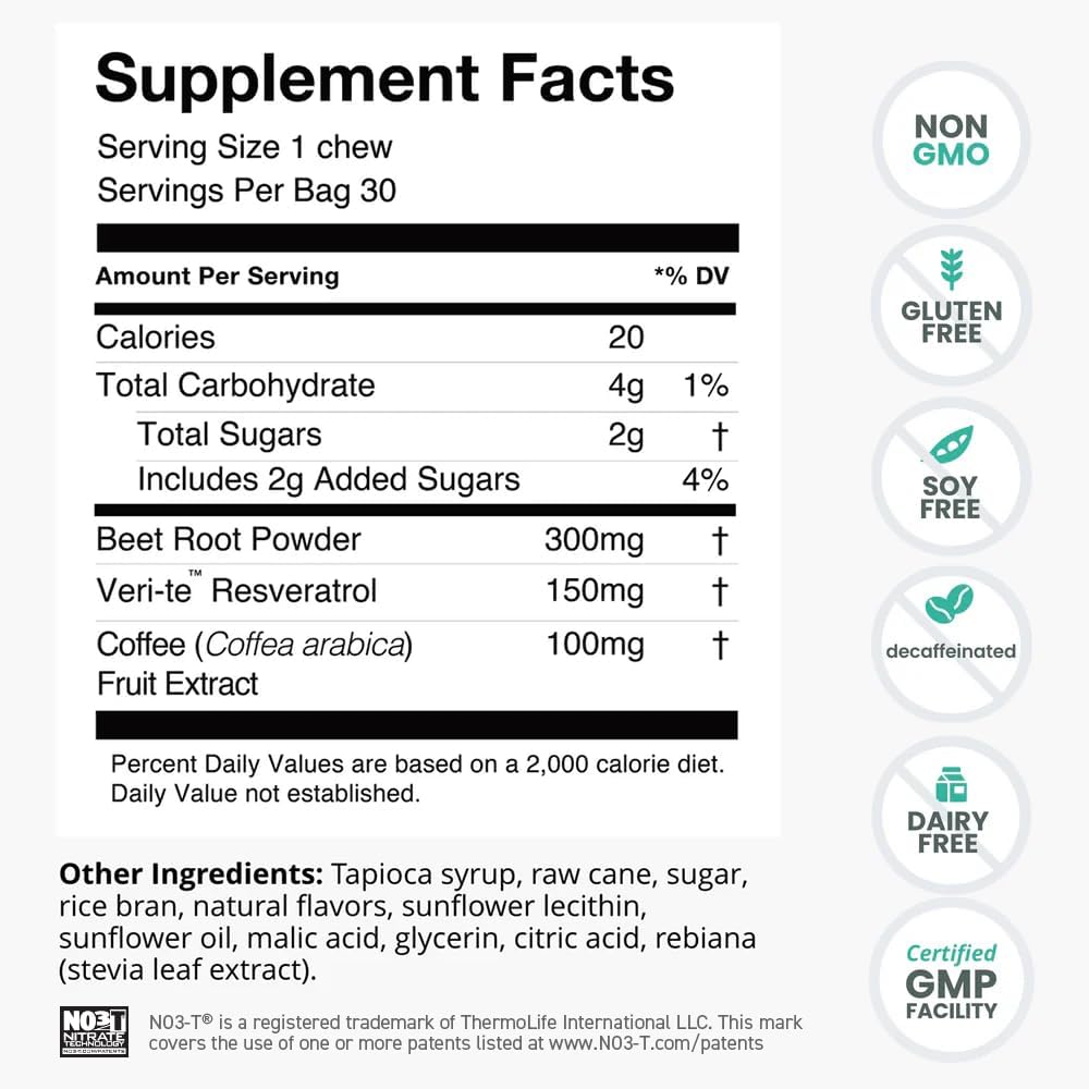 humanN SuperBeets Advanced Memory and Focus Chews - Boost Brain Function with Beetroot Extract and Clinically Researched Ingredients