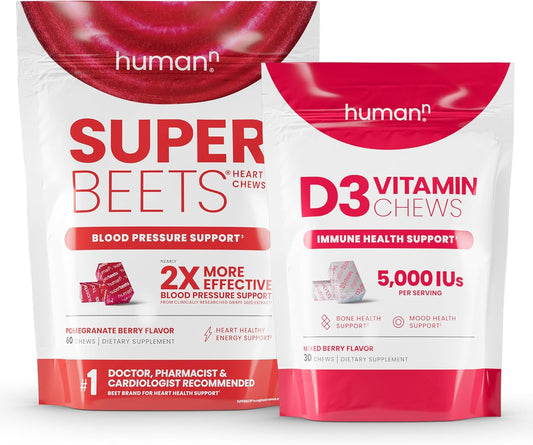humanN SuperBeets Heart Health and Vitamin D3 Chews - Improve Heart Health and Boost Vitamin D Levels with Delicious Chews