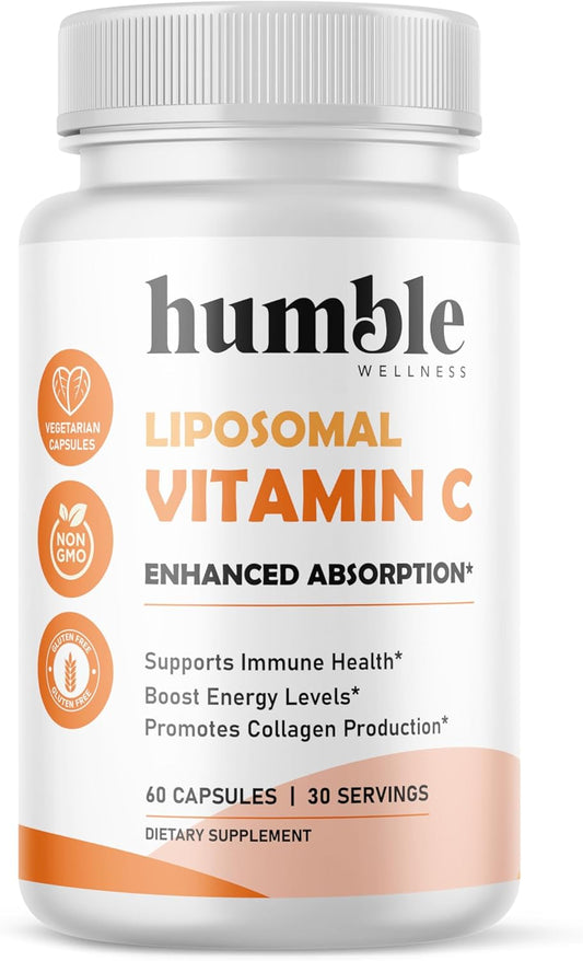 Humble Liposomal Vitamin C - Advanced Absorption Formula for Immune and Brain Health | Antioxidant Powerhouse | Non-GMO, Soy-Free, Gluten-Free