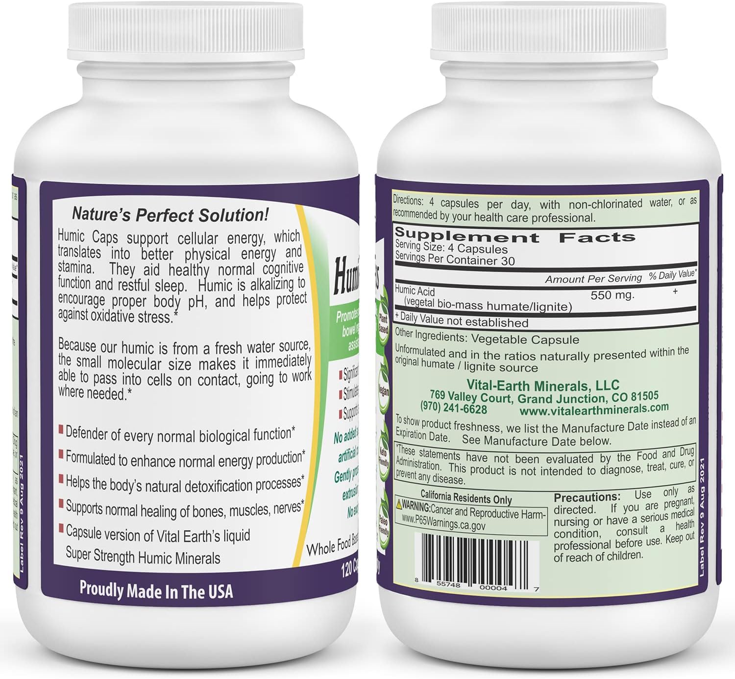 Humic Minerals Capsules - Alkalizing Mineral Supplement with 70+ Trace Minerals and Fulvic Acid for Detox and Gut Health, 120 Count