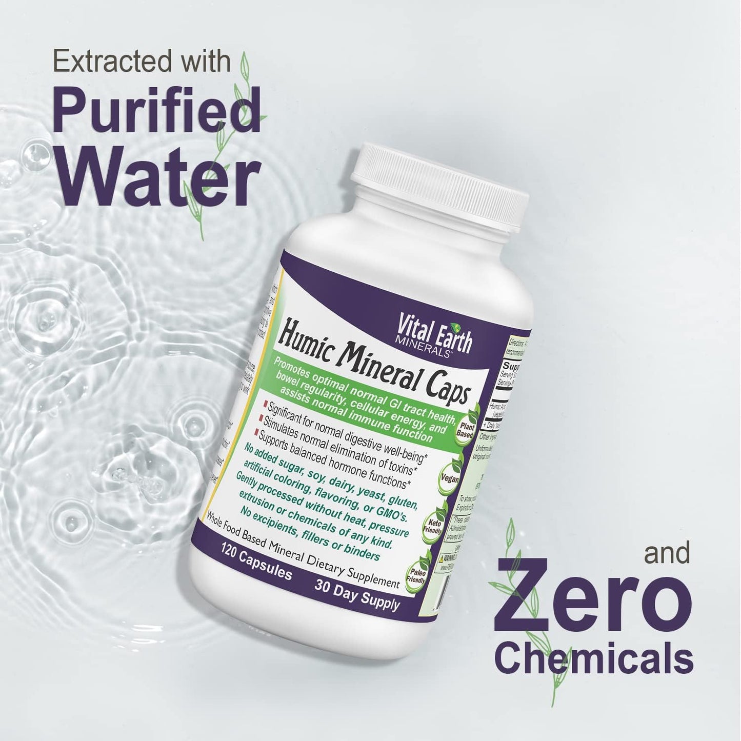 Humic Minerals Capsules - Alkalizing Mineral Supplement with 70+ Trace Minerals and Fulvic Acid for Detox and Gut Health, 120 Count