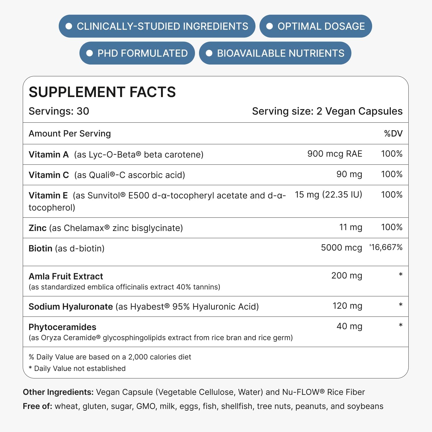 Hyabest® Hyaluronic Acid Anti Aging Supplement with Biotin & Vitamins - Skin, Nails & Hair Growth - Wrinkle Reduction & Hydration - 60 Capsules - BoostGo Australia