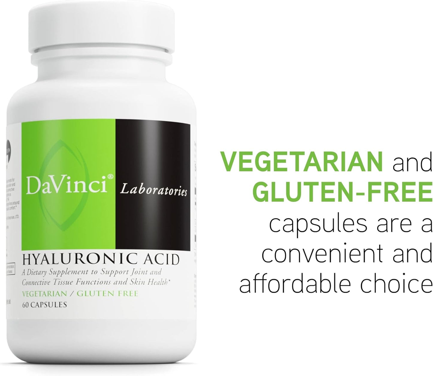 Hyaluronic Acid Dietary Supplement for Joint, Cartilage, and Skin Health - 60 Vegetarian Capsules - Gluten-Free