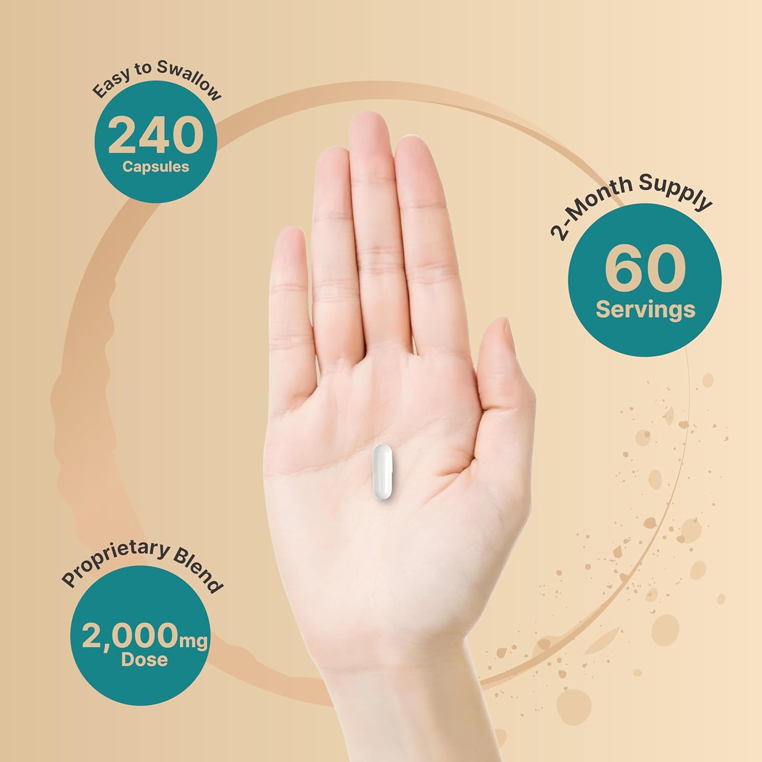 Hyaluronic Acid Supplements 2,000 mg with MSM & Collagen - 3 in 1 Support for Skin, Joints, Hair, and Eyes - 240 Capsules