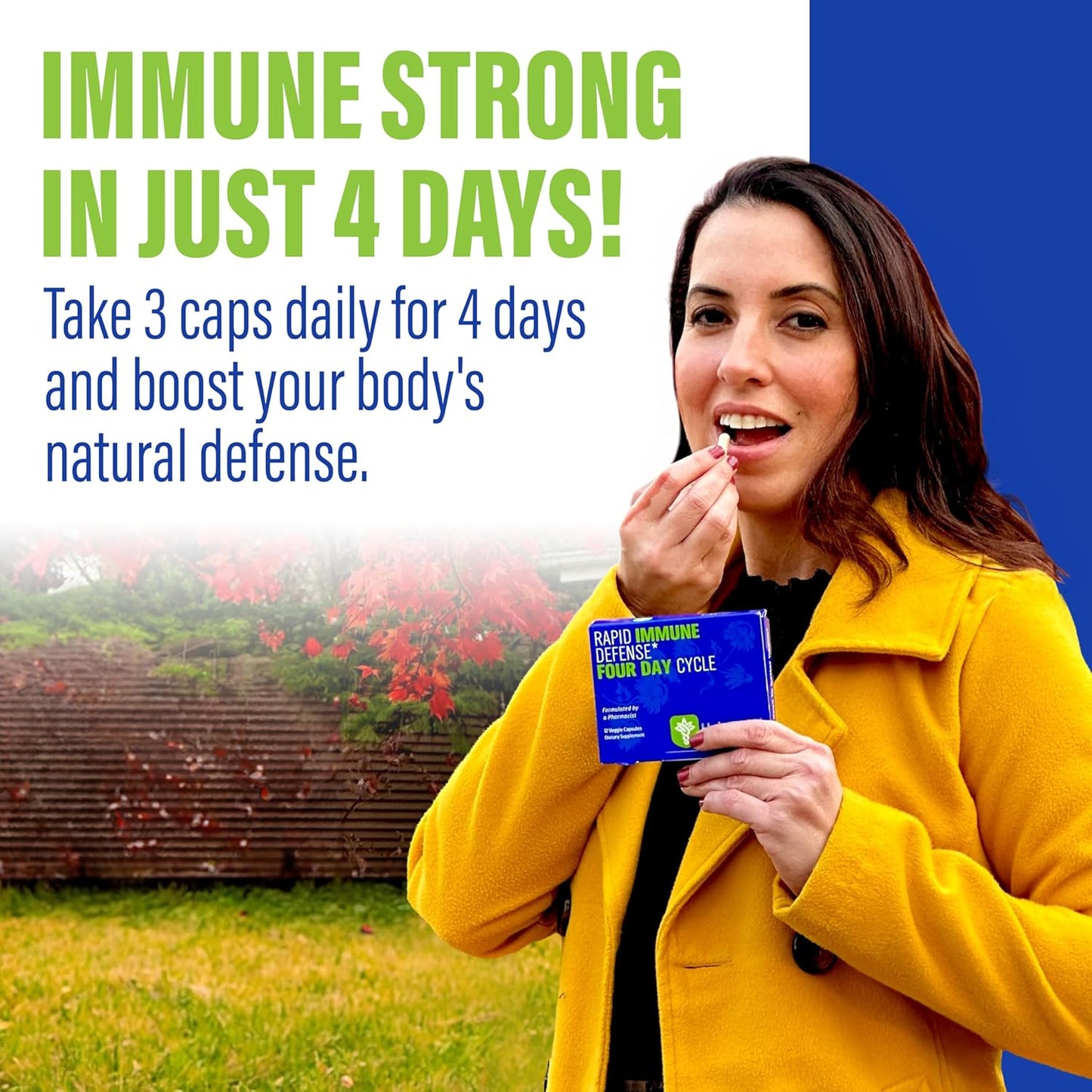 HybridCR Rapid Immune Support Supplement with Echinacea, Ginseng, Andrographis, Zinc, Selenium - 4 Day Immunity Boost - Travel Size System Support - 24 Capsules - 2 Dose Packs