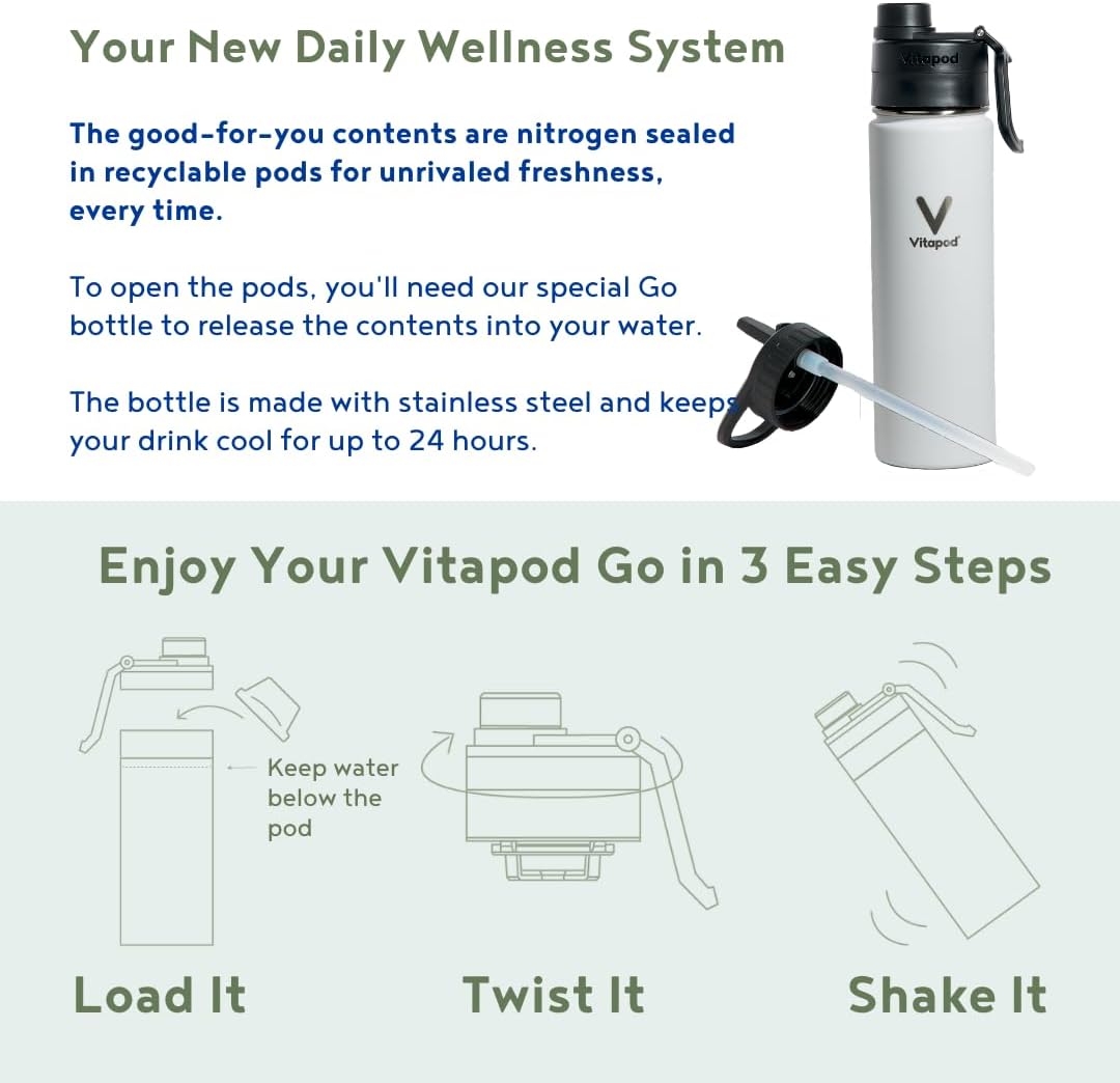 Hydra+ Cotton Candy Water Enhancer Pods Bundle with Vitamins, Sugar Free, 30 Pods + 22 oz Stainless Steel Bottle