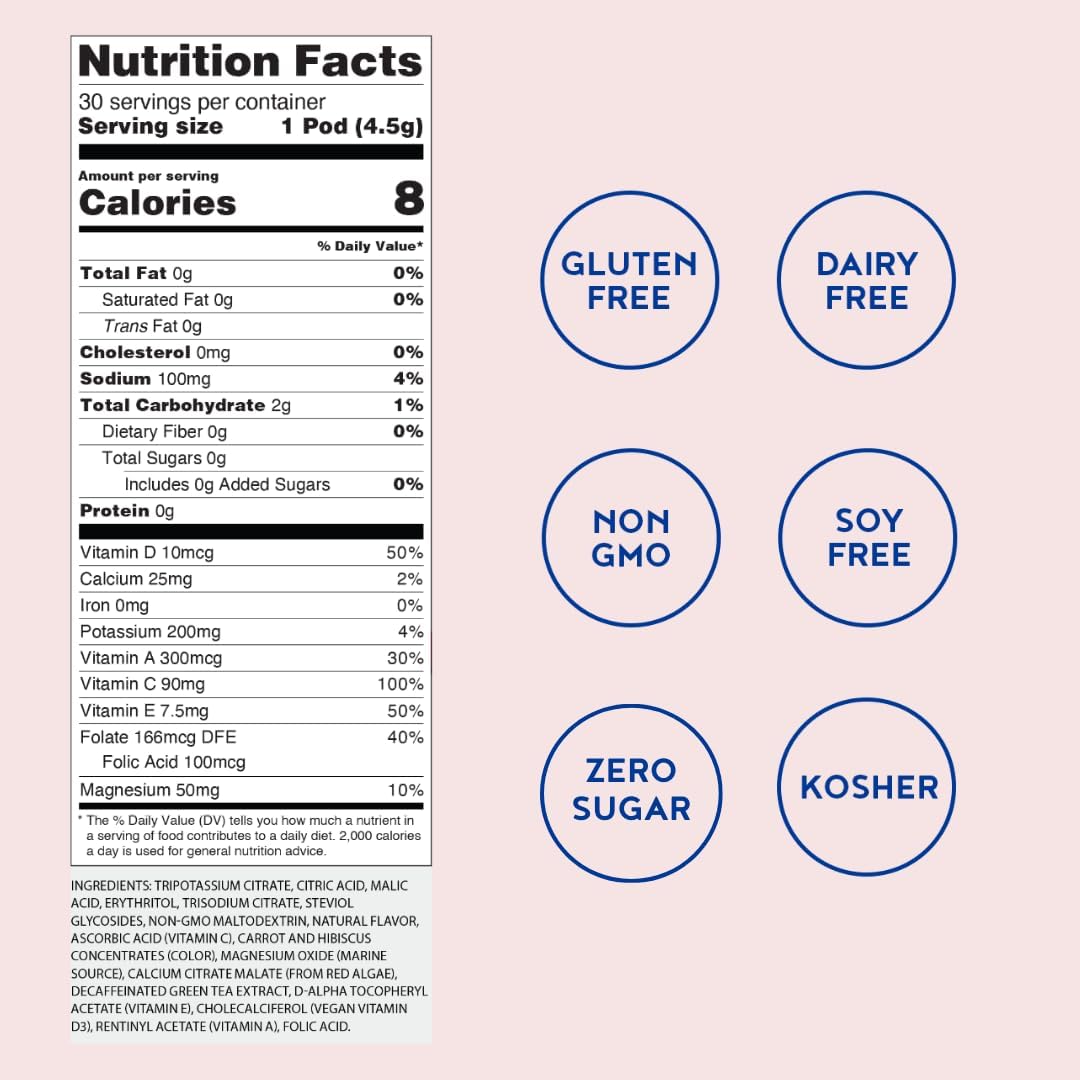 Hydra+ Cotton Candy Water Enhancer Pods Bundle with Vitamins, Sugar Free, 30 Pods + 22 oz Stainless Steel Bottle