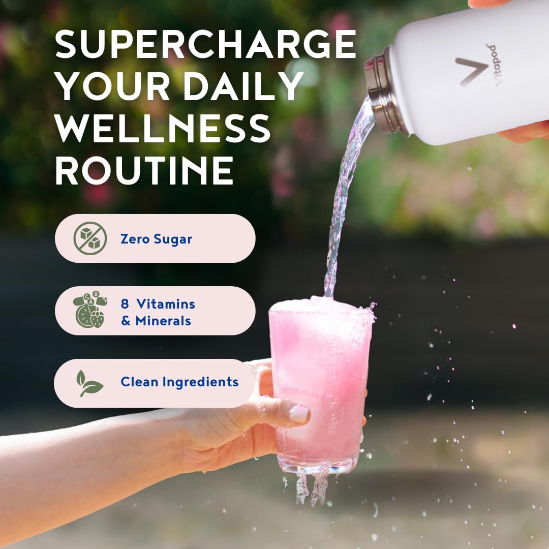 Hydra+ Cotton Candy Water Enhancer Pods Bundle with Vitamins, Sugar Free, 30 Pods + 22 oz Stainless Steel Bottle