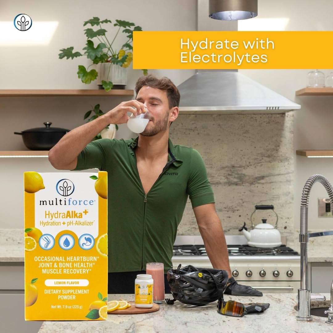 HydraAlka+ Premium Alkalizing Supplement - Supports pH Balance, Muscle Recovery, & Bone Health - 30 Servings, 3 Flavors - Hydrates with Electrolytes - Alleviates Acid & Non-Chronic Heartburn