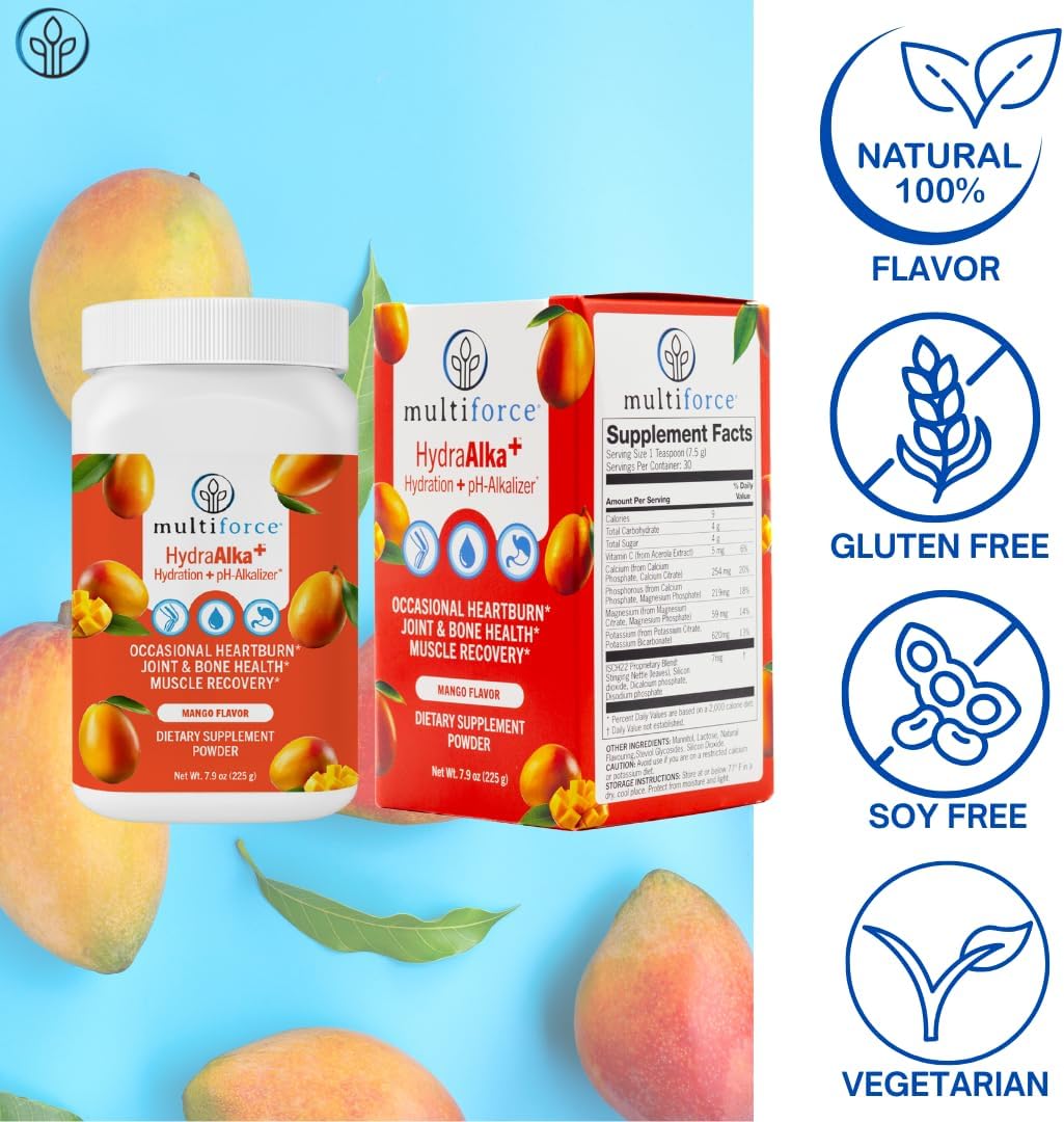 HydraAlka+ Premium Hydration Supplement with Electrolytes for pH Balance & Heartburn Relief - 30 Servings, 3 Flavors