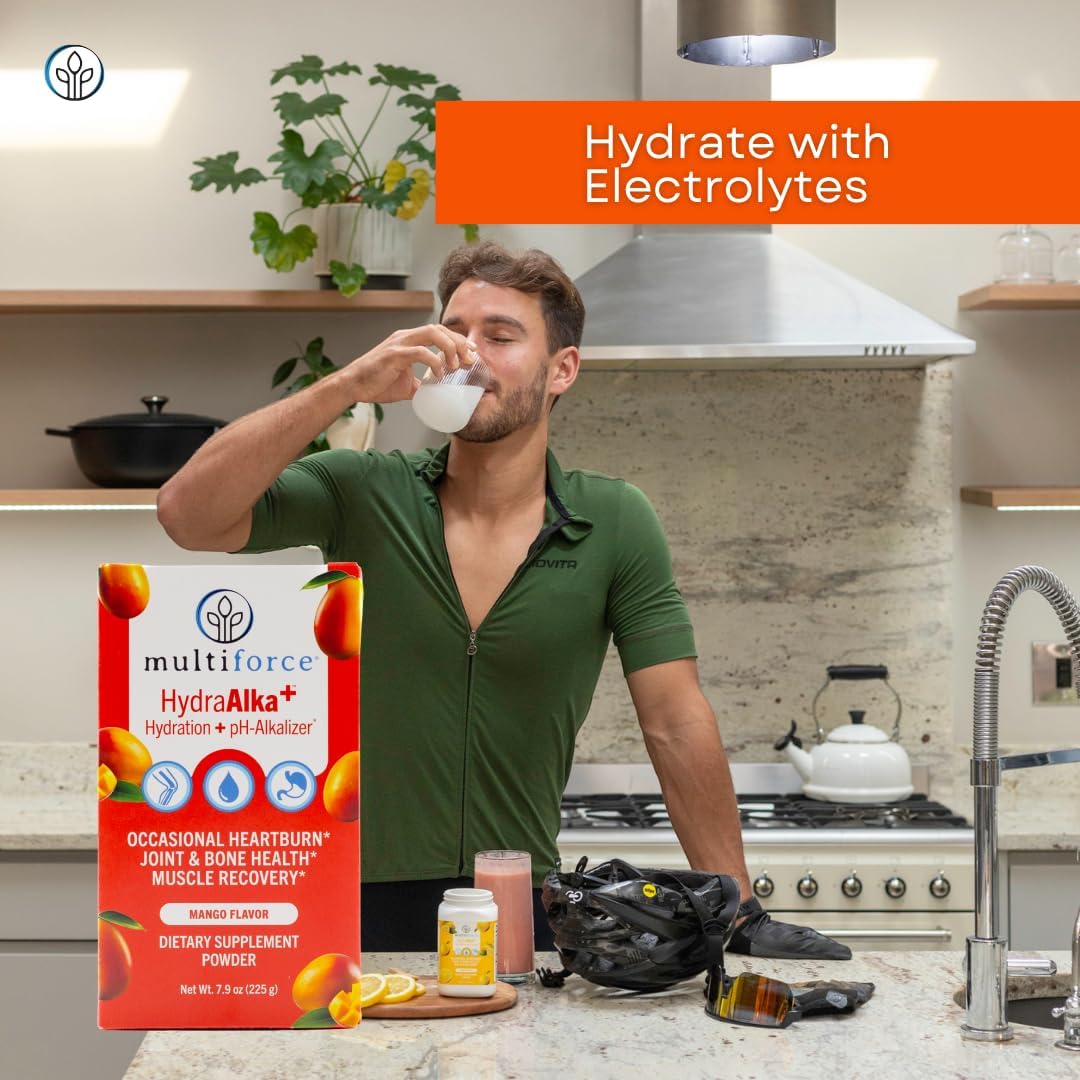 HydraAlka+ Premium Hydration Supplement with Electrolytes for pH Balance & Heartburn Relief - 30 Servings, 3 Flavors