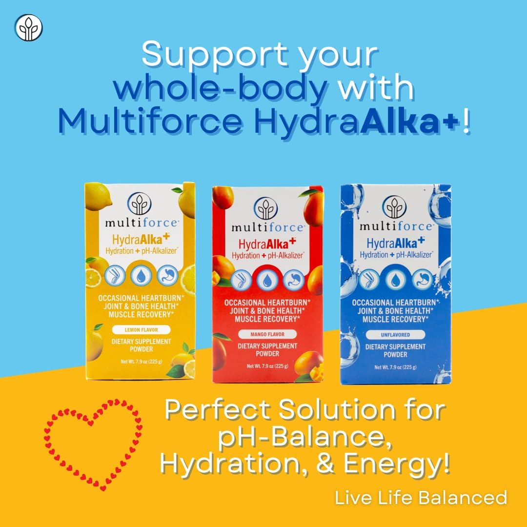 HydraAlka+ Premium Hydration Supplement with Electrolytes for pH Balance & Heartburn Relief - 30 Servings, 3 Flavors