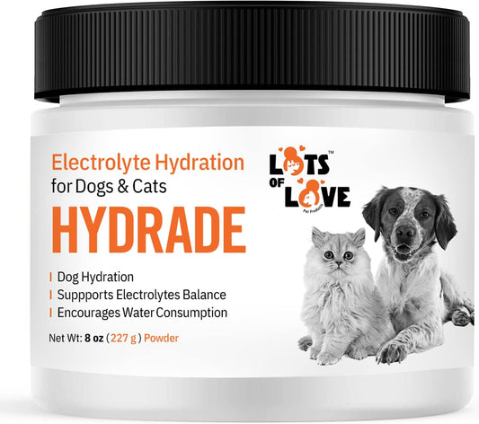 HydrADE Powder for Dog & Cat Dehydration - Electrolyte Hydration - Lots of Love Pet Products (8 Oz)
