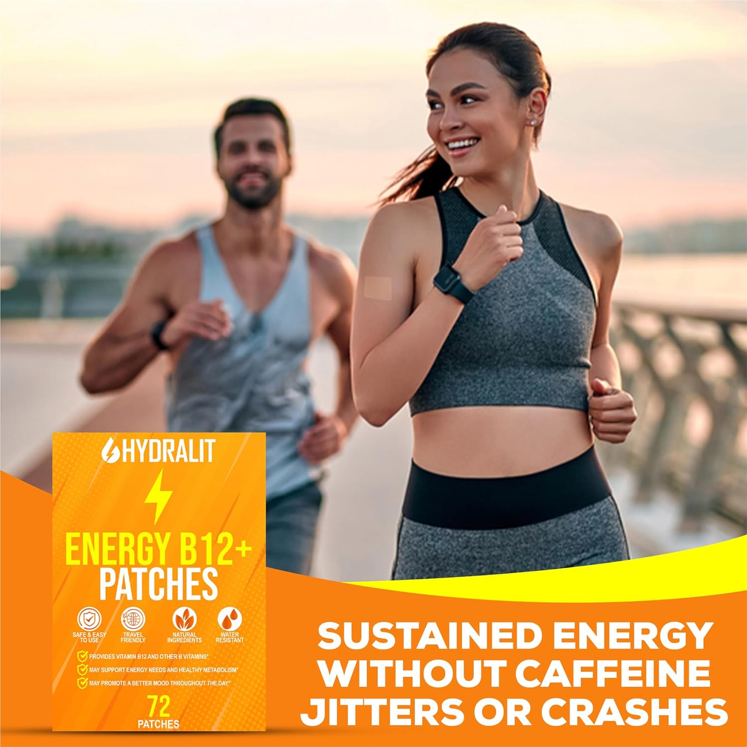 Hydralit Energy Patch for Adults - Topical B12 Wellness Patches with Natural Ingredients - 72 Pack