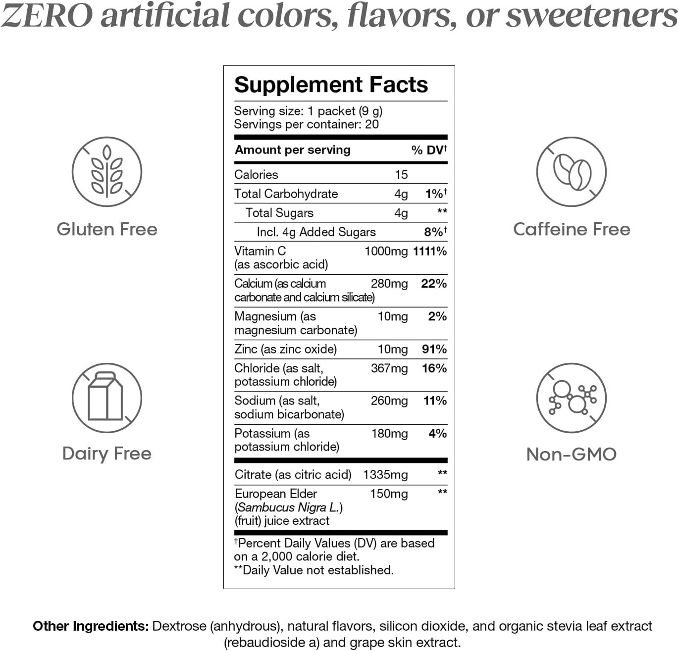 Hydralyte Elderberry Electrolyte Powder Packets - Low Sugar Rehydration with Vitamin C - Immunity Boosting Formula (20 Count)