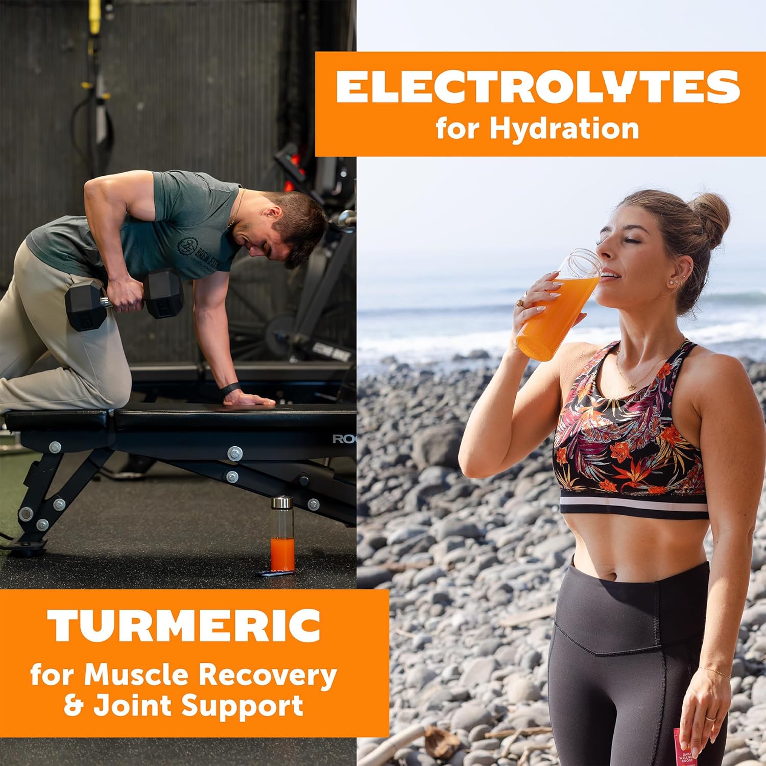 Hydrate Electrolyte Drink Mix Packets with Turmeric Curcumin, Vitamin C, D & Zinc - 32 Pack Variety for Wellness