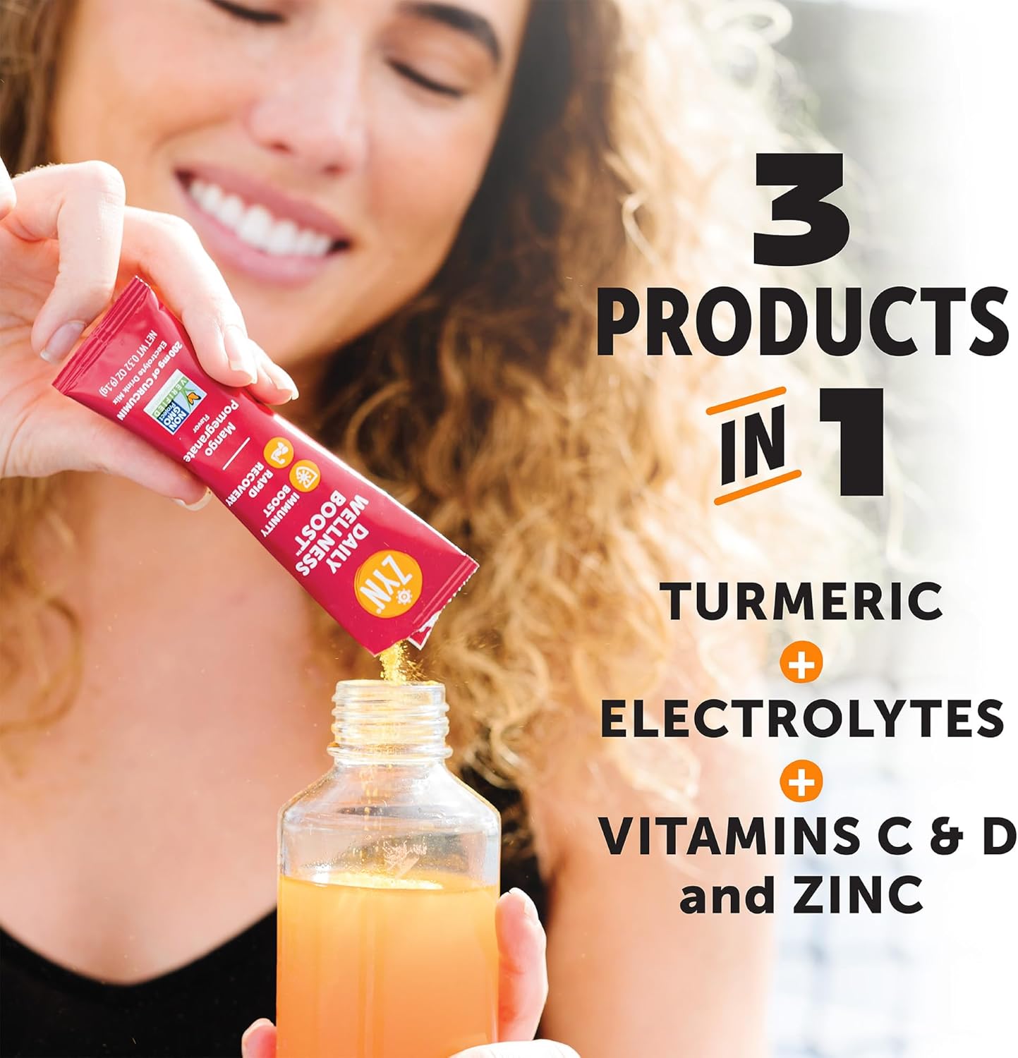 Hydrate Electrolyte Drink Mix Packets with Turmeric Curcumin, Vitamin C, D & Zinc - 32 Pack Variety for Wellness