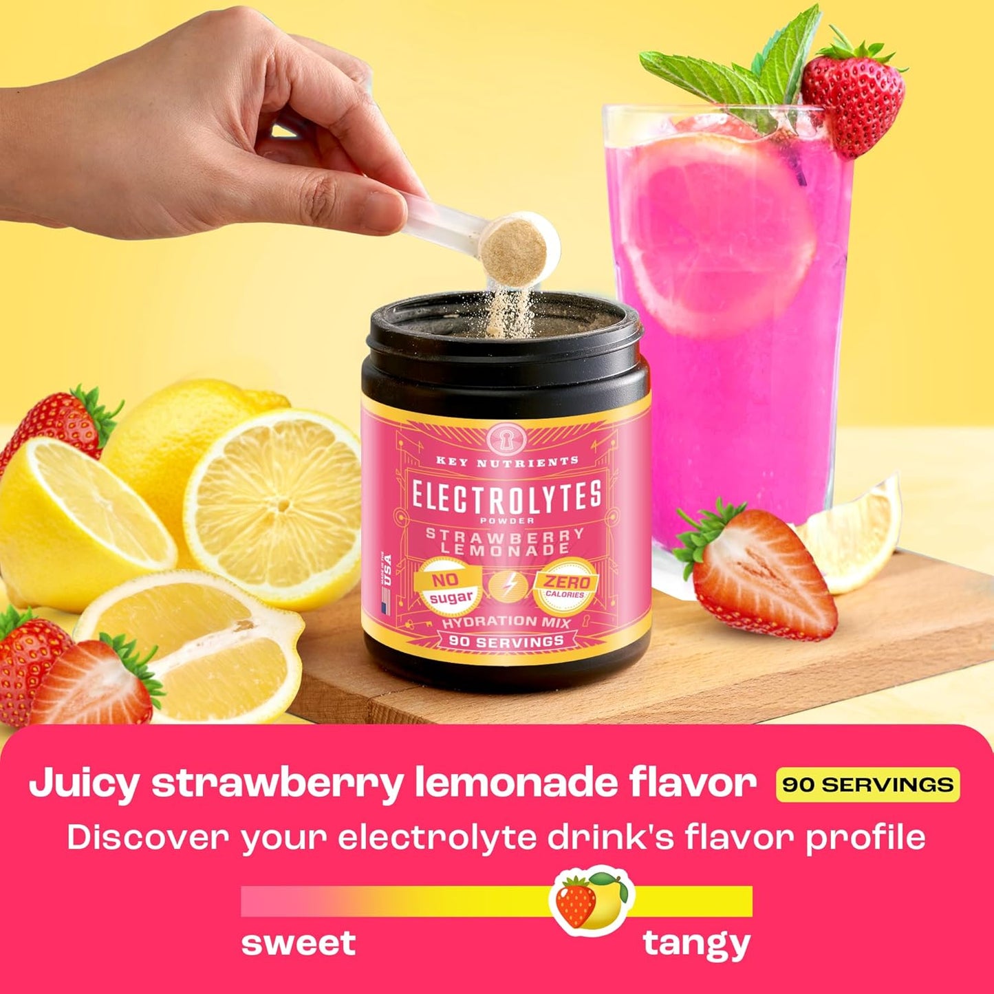 Hydrate & Energize with Strawberry Lemonade & Blue Raspberry Electrolyte Powders - Keto-Friendly, Zero Sugar, 90 Servings