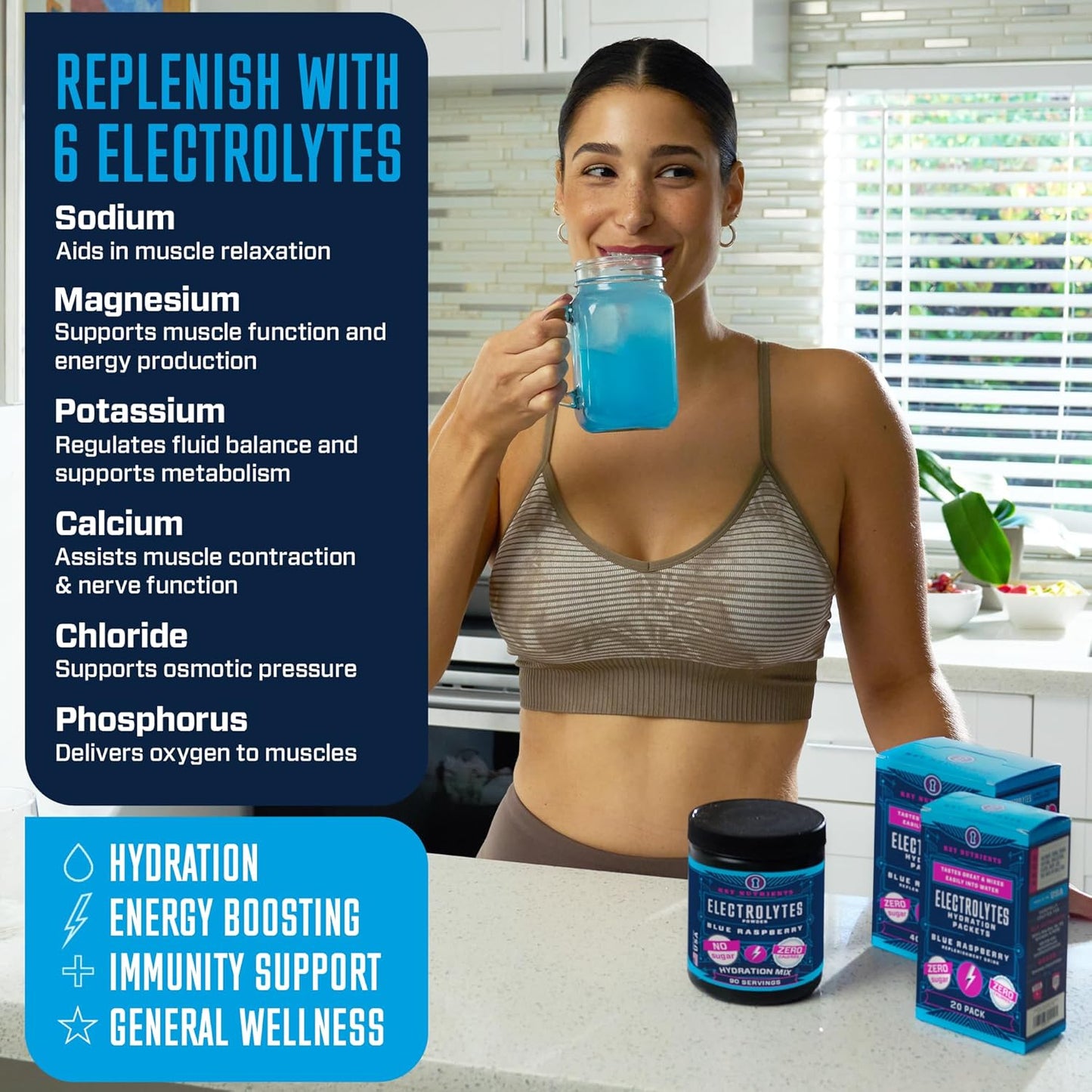Hydrate & Energize with Strawberry Lemonade & Blue Raspberry Electrolyte Powders - Keto-Friendly, Zero Sugar, 90 Servings