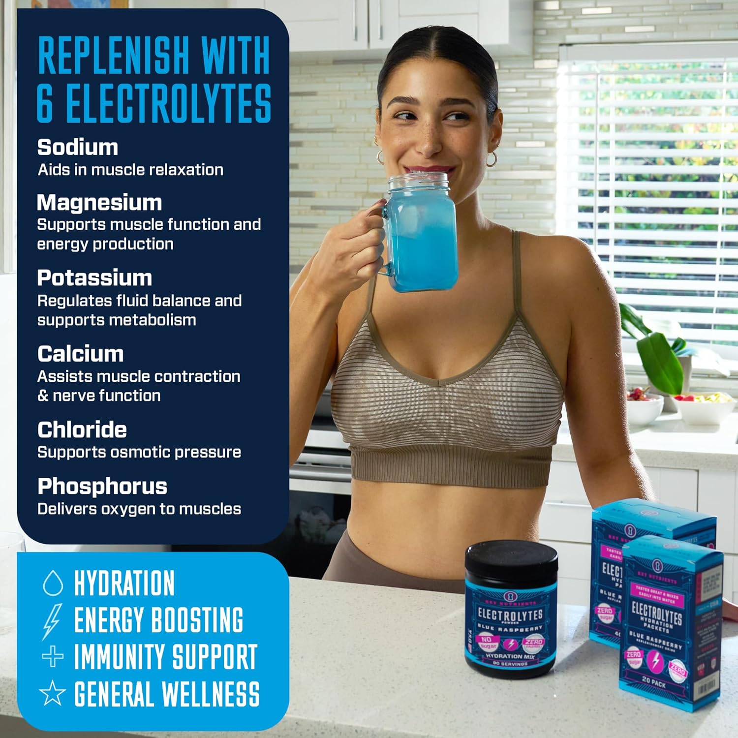 Hydrate & Energize with Strawberry Lemonade & Blue Raspberry Electrolyte Powders - Keto-Friendly, Zero Sugar, 90 Servings