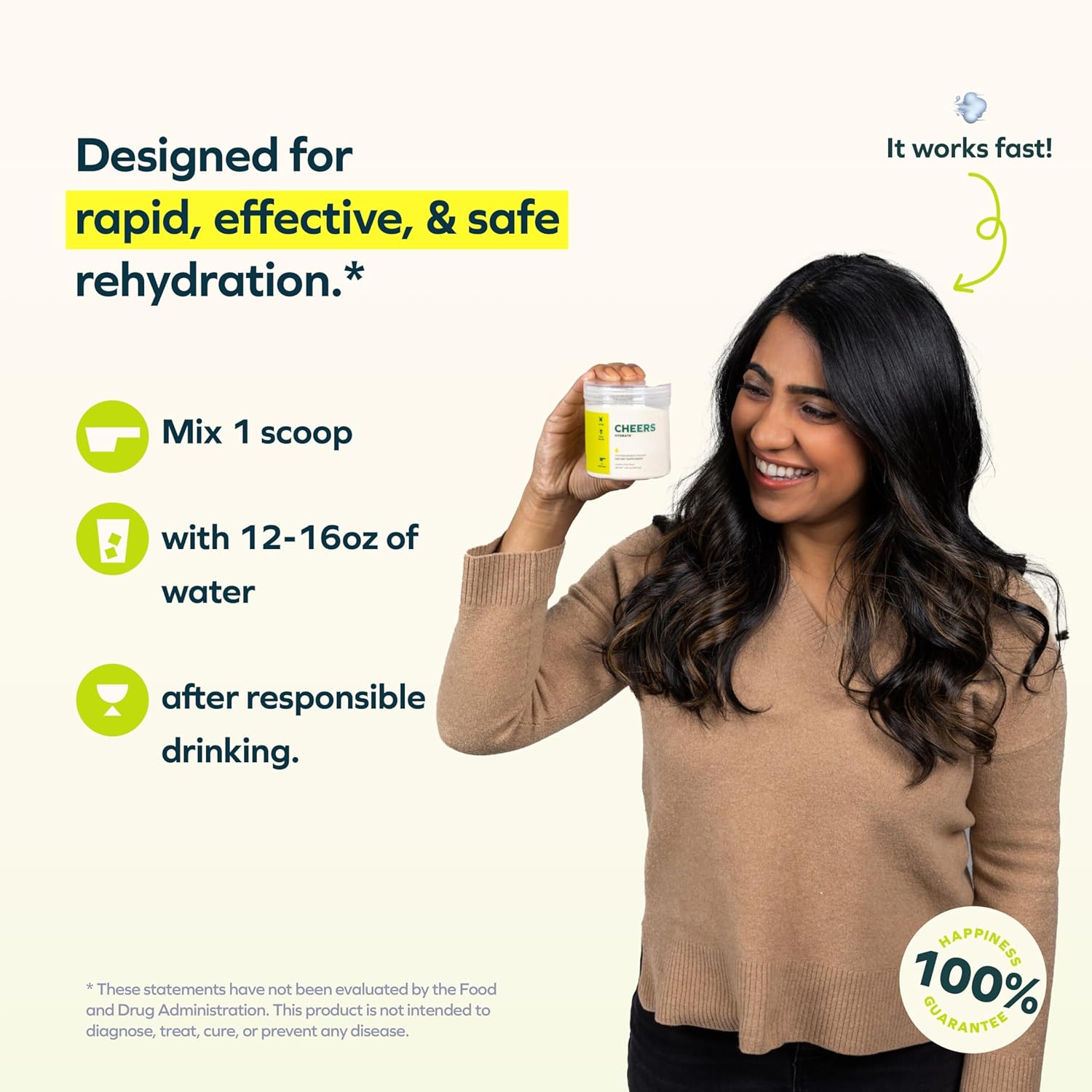 Hydrate Rapidly with Cheers Oral Rehydration Solution - Lemon Lime Flavor - 24 Servings - Electrolyte Supplement with Sodium, Potassium, Glucose