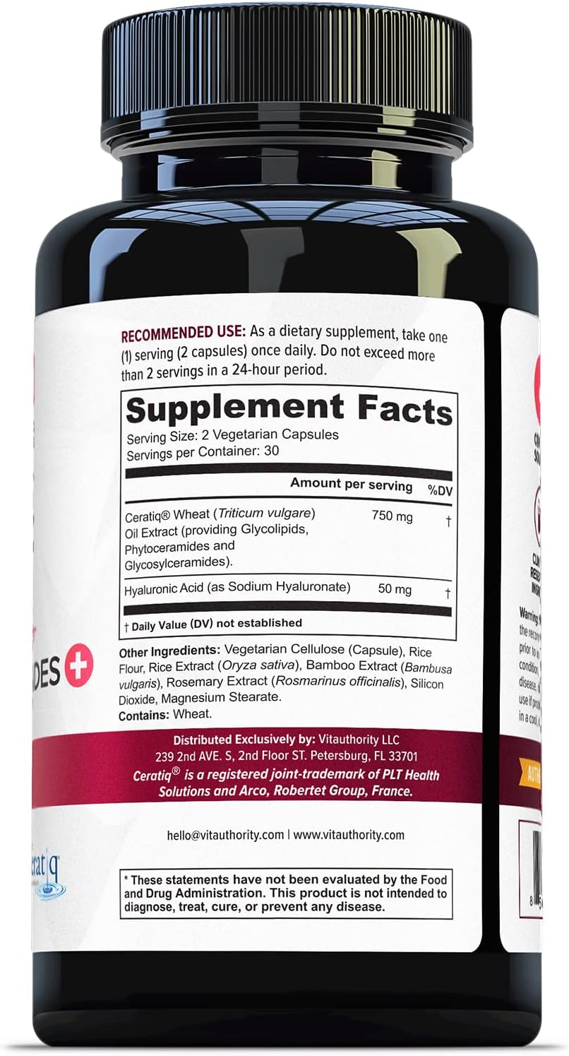 Hydrating Anti Aging Phytoceramides Supplement with Hyaluronic Acid for Women - Skin Barrier Repair and Itchy Dry Skin Support