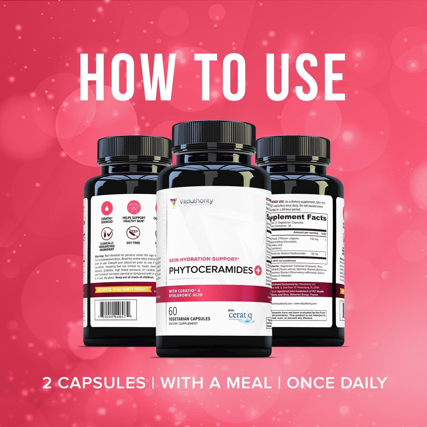 Hydrating Anti Aging Phytoceramides Supplement with Hyaluronic Acid for Women - Skin Barrier Repair and Itchy Dry Skin Support